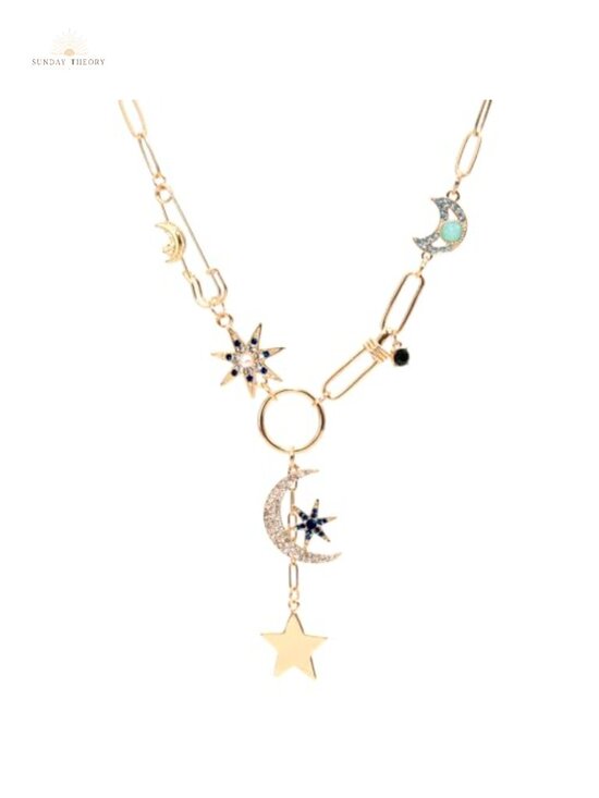 Jewelry - 18K Gold Plated Moon Star Heart Pendant Necklace Chunky Chain Choker Women